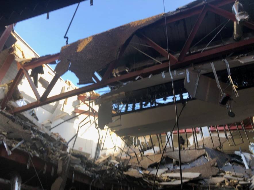 Roof collapses on community college auditorium