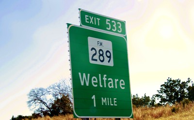 freeway exit sign welfare ALICE households
